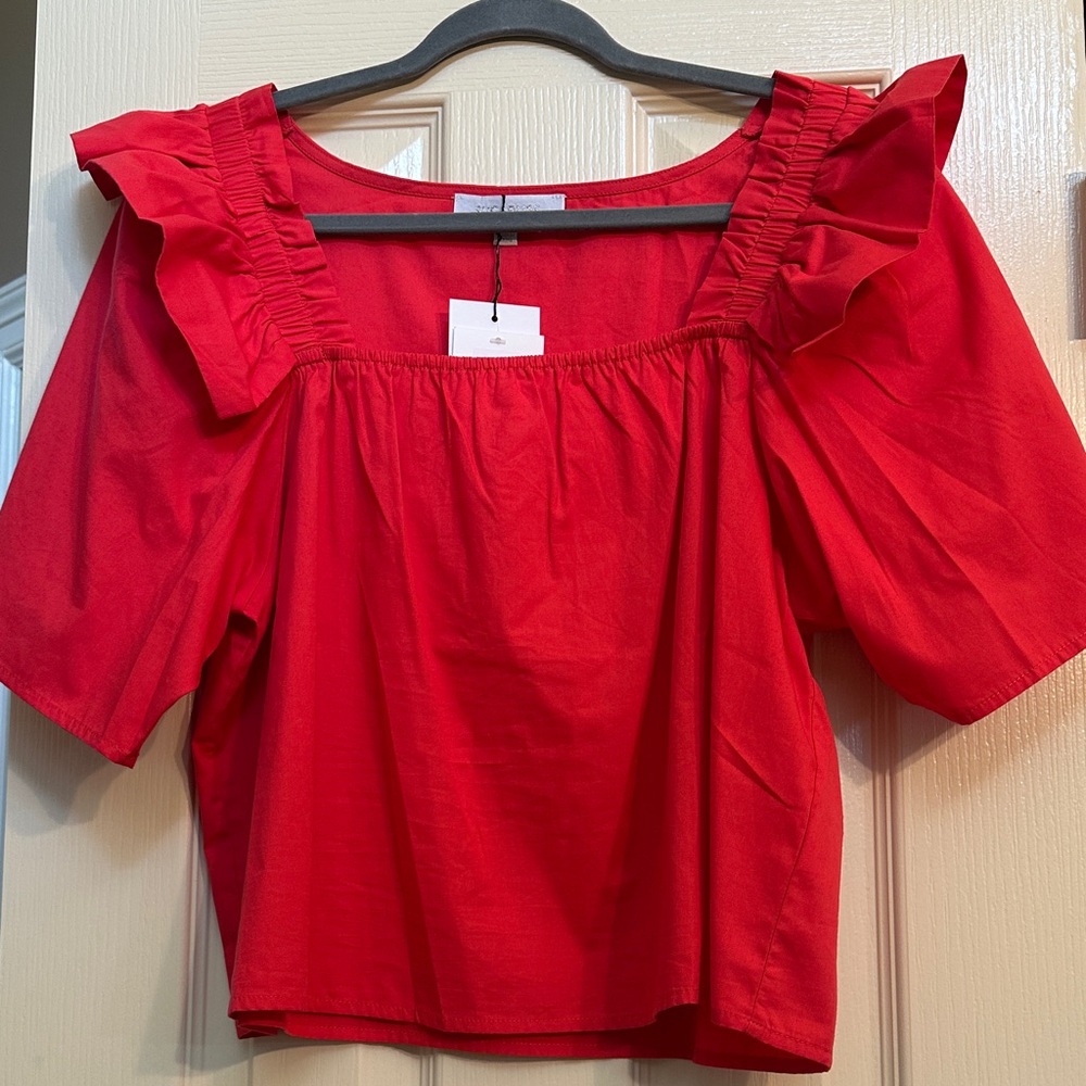 Sugarlips Red Ruffle Square-Neck Top